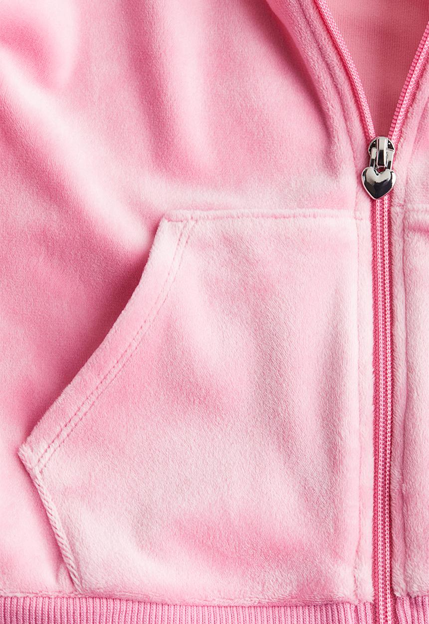 H&M - Velour zip-through hoodie - pink