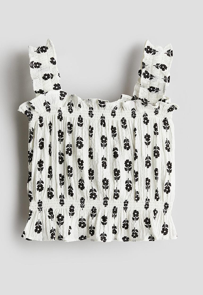 H&M - Seersucker top - white/floral