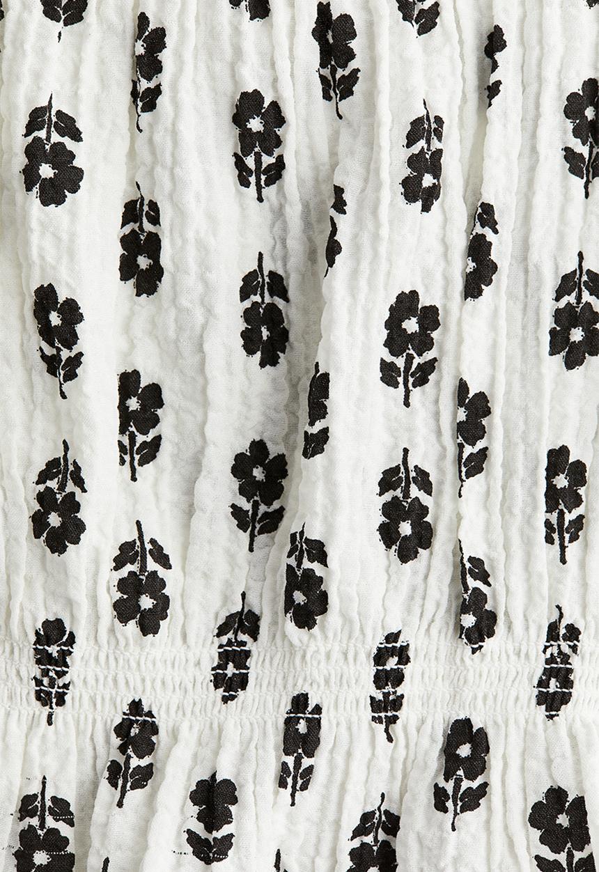 H&M - Seersucker top - white/floral