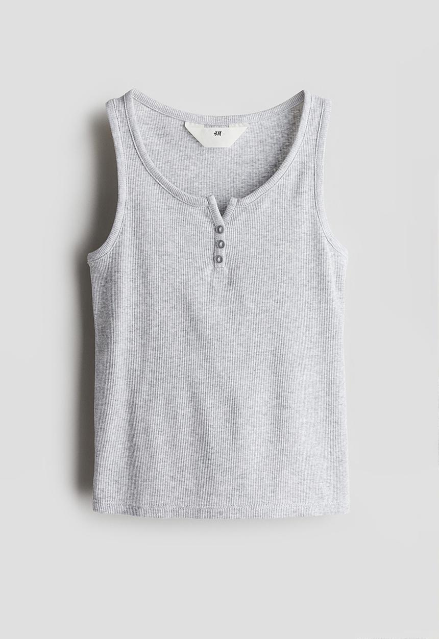 H&M - Ribbed vest top - light grey marl 
