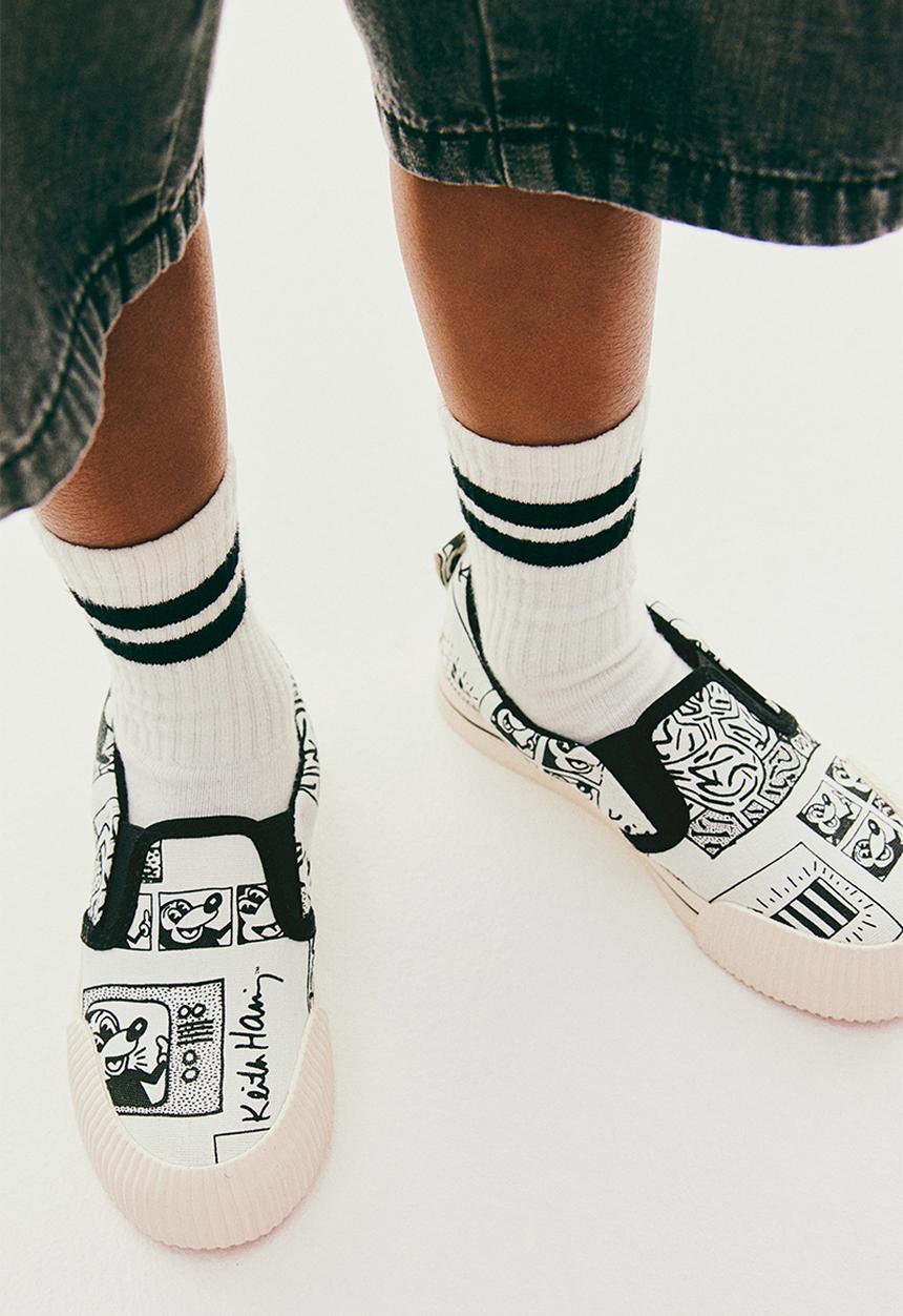 H&M - Keith Haring X H&M:  Printed slip-on trainers - white/patterned