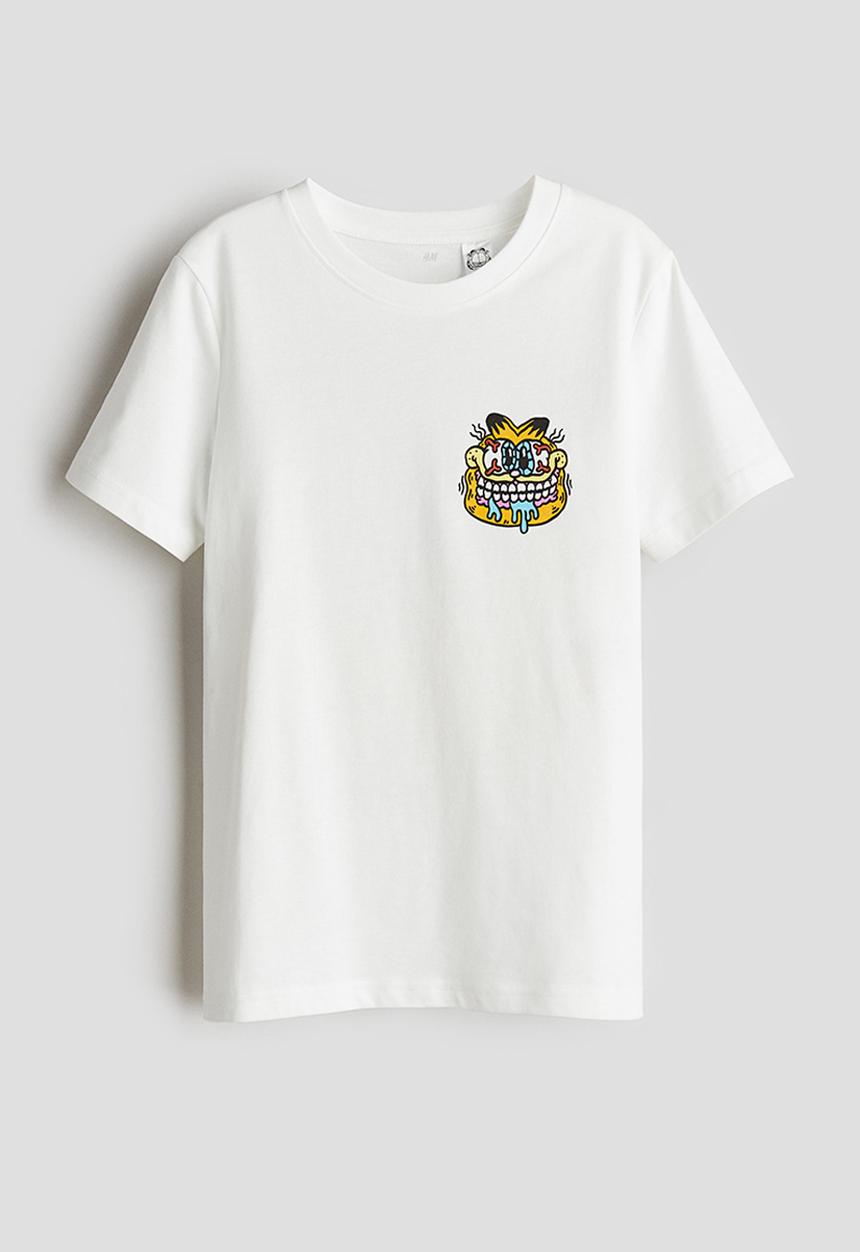 H&M - Printed T-shirt - white garfield