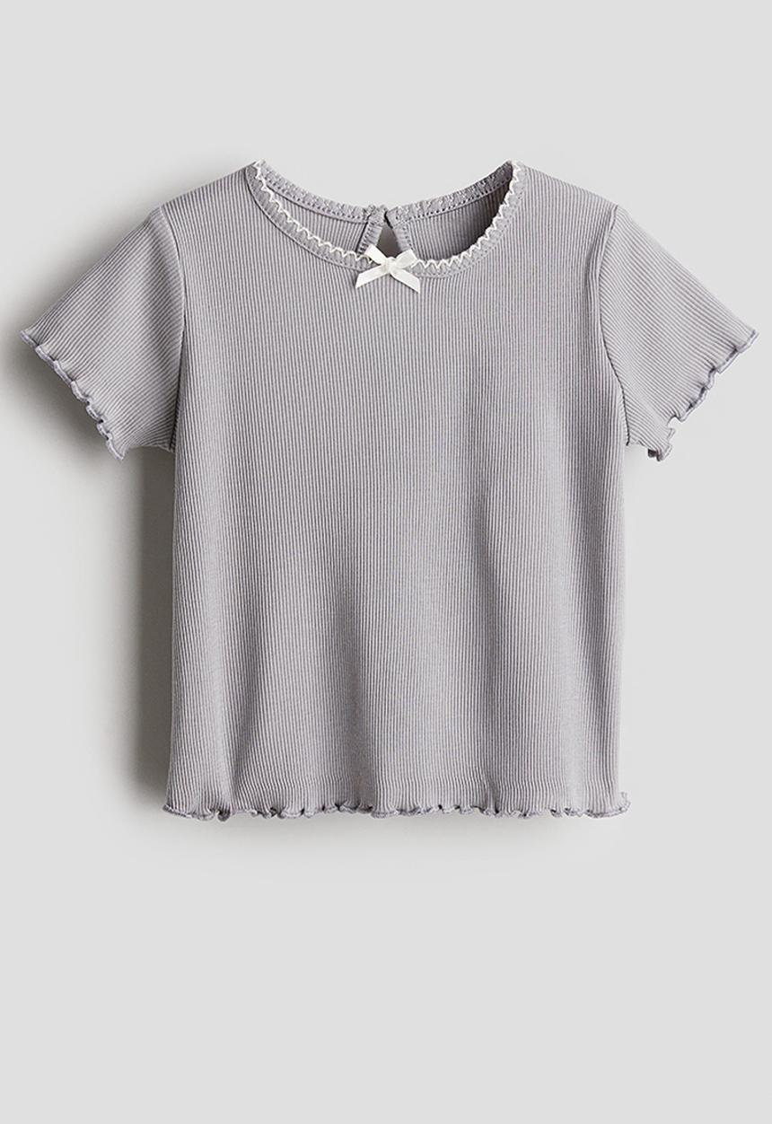 H&M - Ribbed jersey top - light grey