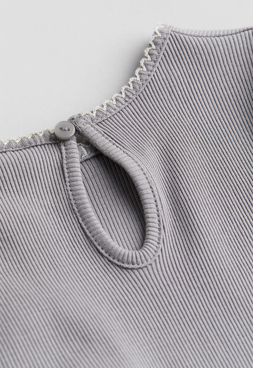 H&M - Ribbed jersey top - light grey