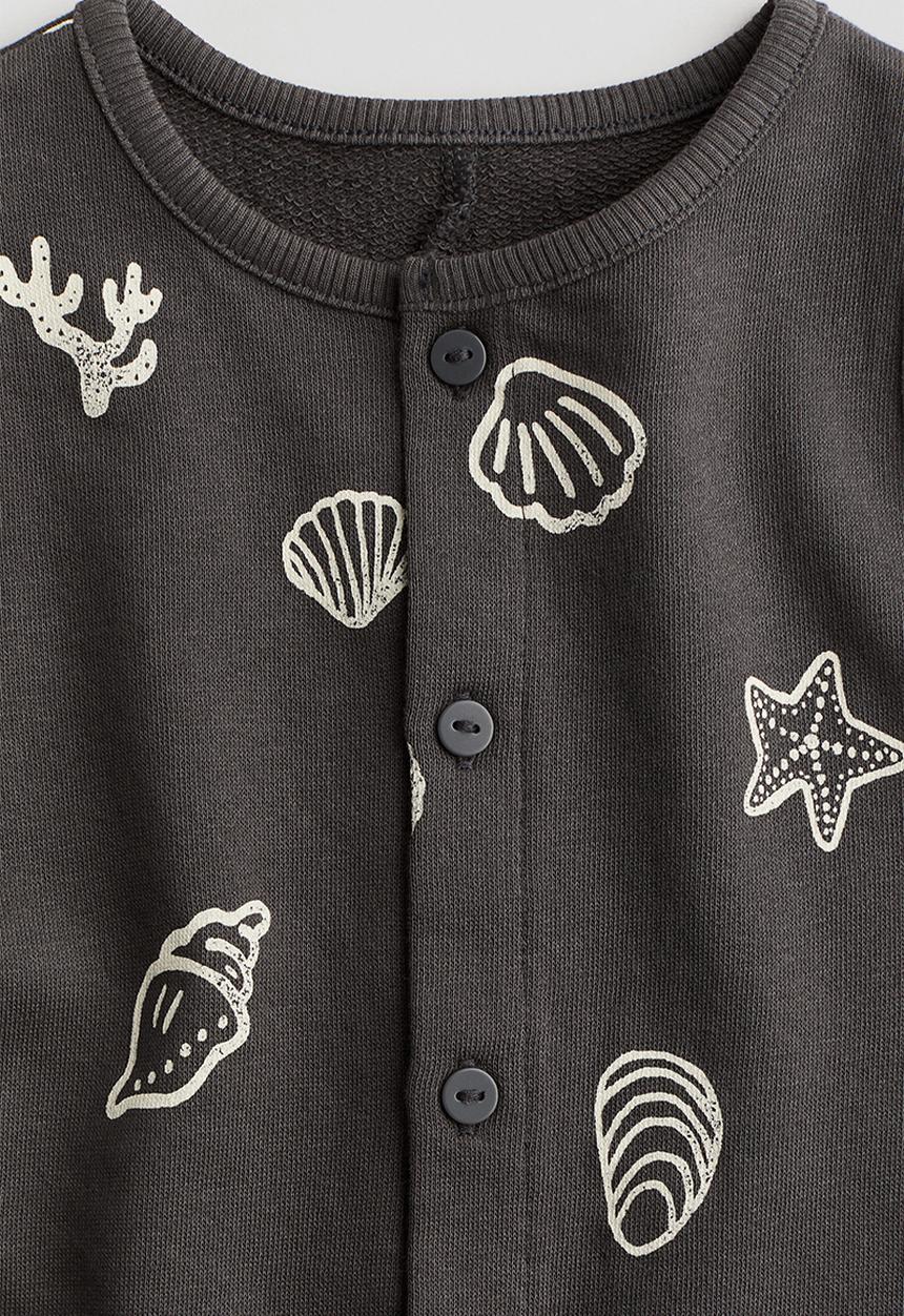 H&M - Cotton romper suit - dark grey seashells