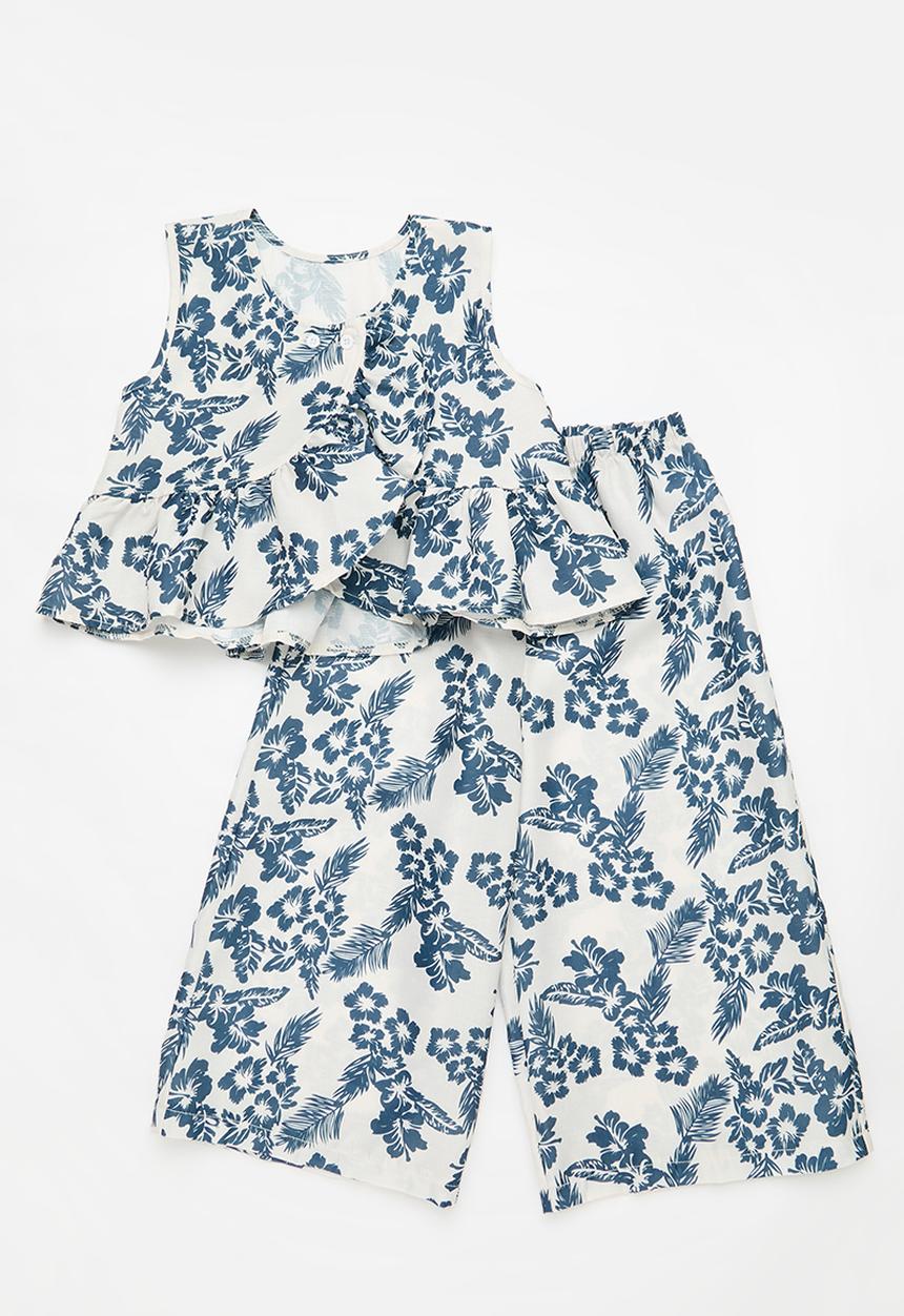 Pop Candy - Top & bottom set - blue & white