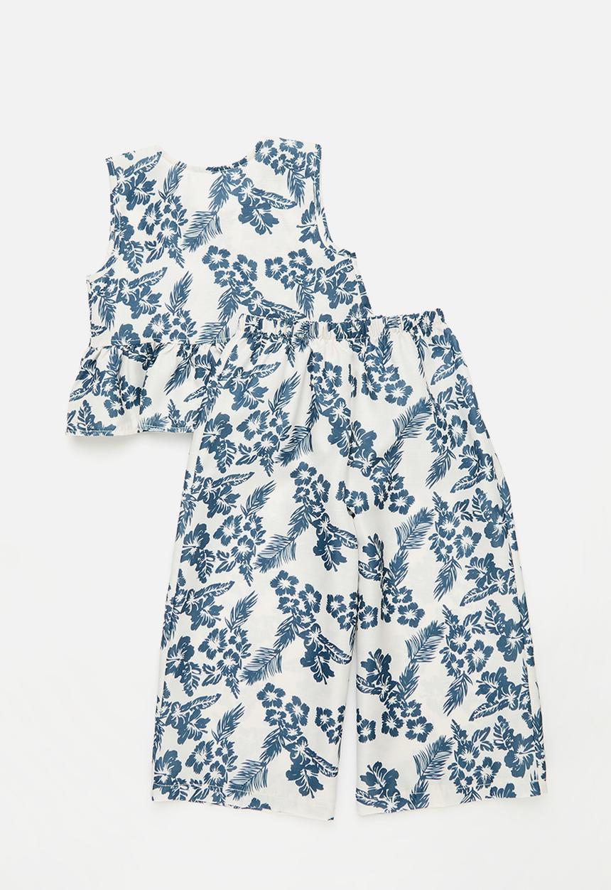 Pop Candy - Top & bottom set - blue & white