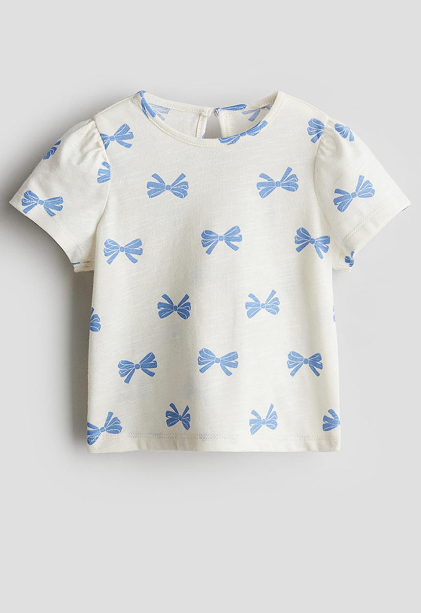 H&M - Printed jersey top - cream/bows