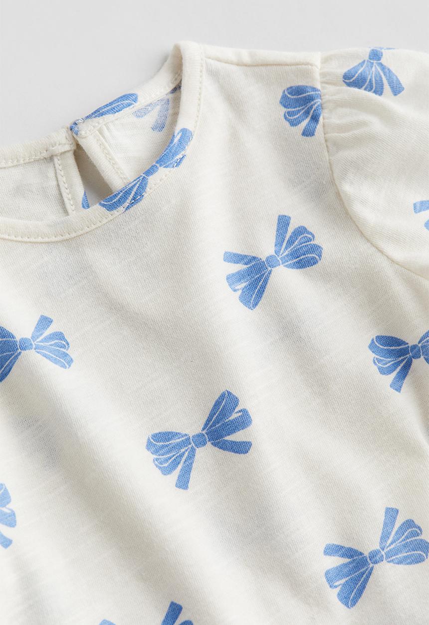 H&M - Printed jersey top - cream/bows