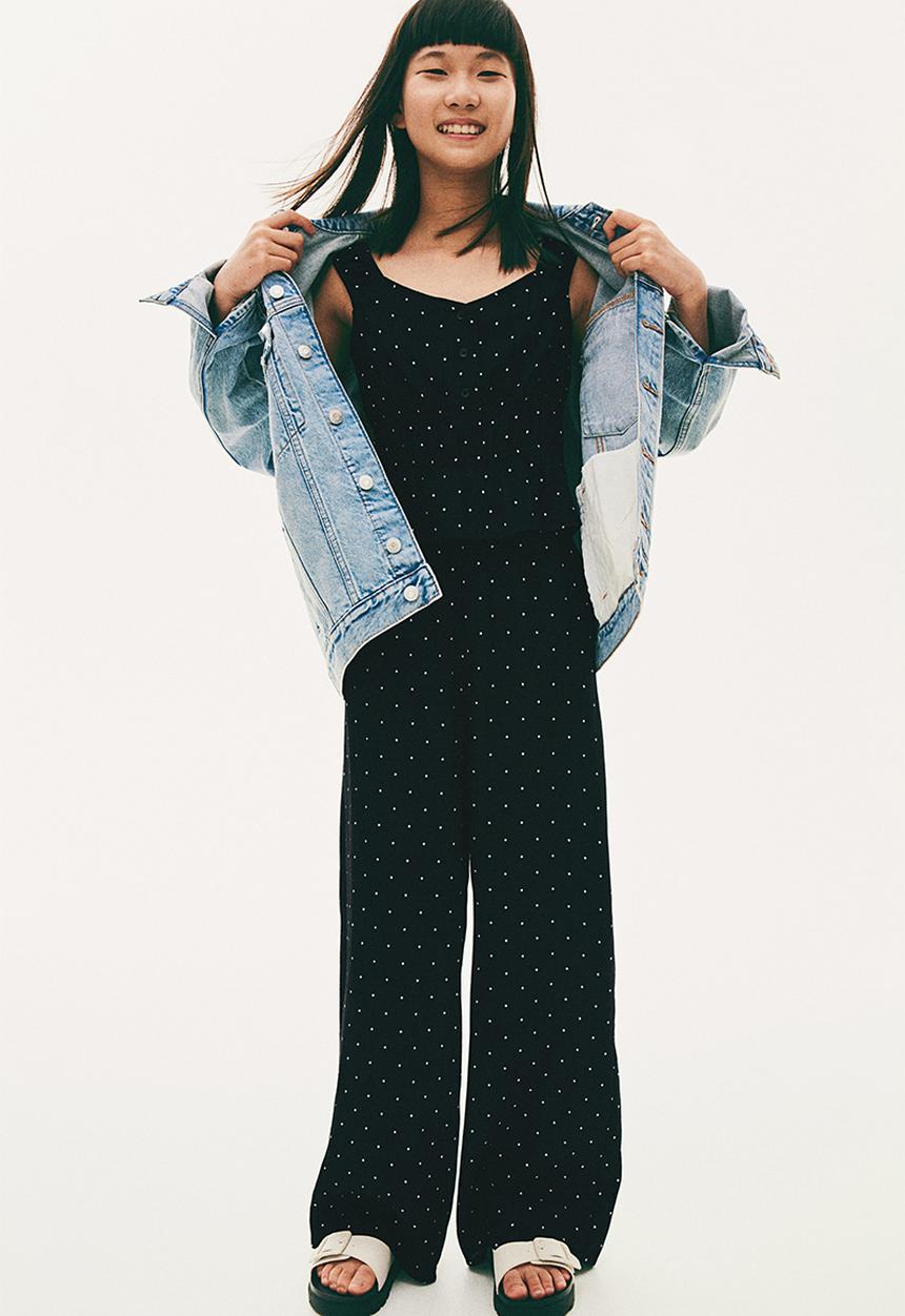 H&M - 2-Piece crêpe set - black spotted