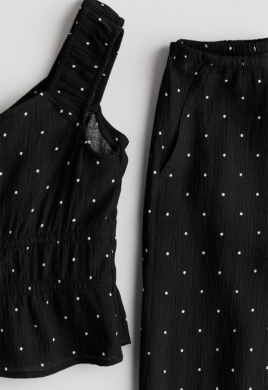 H&M - 2-Piece crêpe set - black spotted