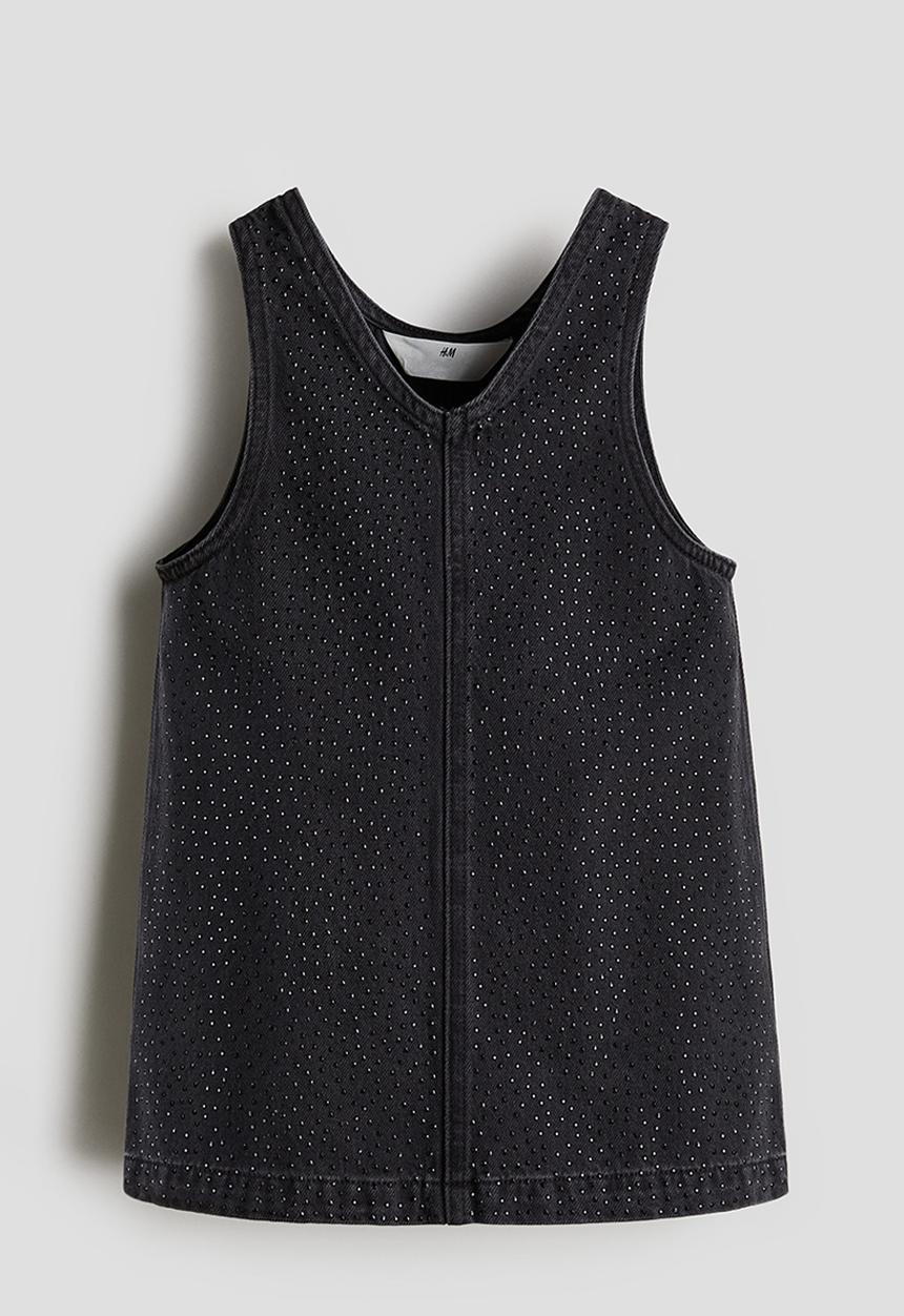 H&M - Embellished denim dress - black