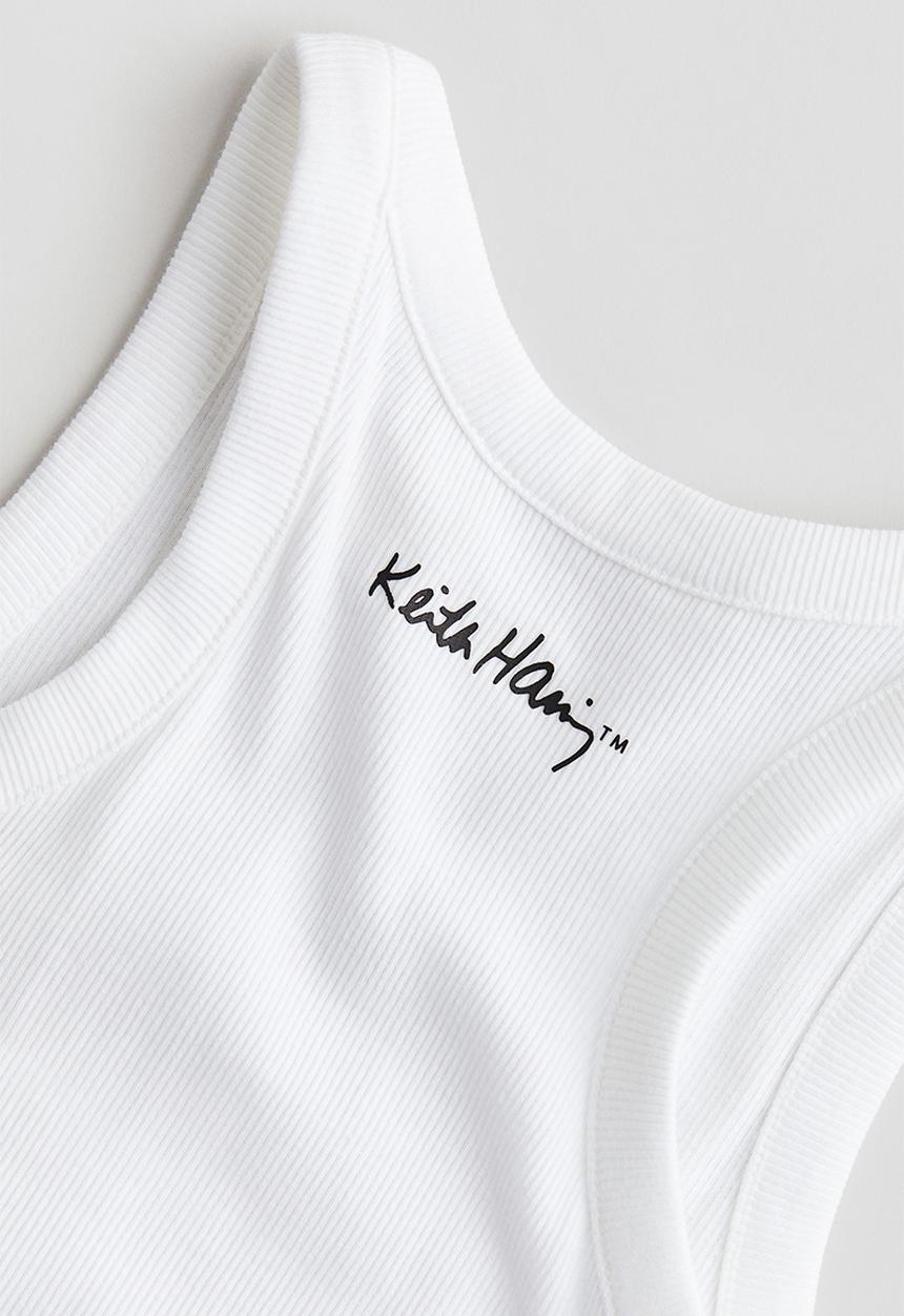 H&M - Keith Haring X H&M:  Print-motif vest top - white 