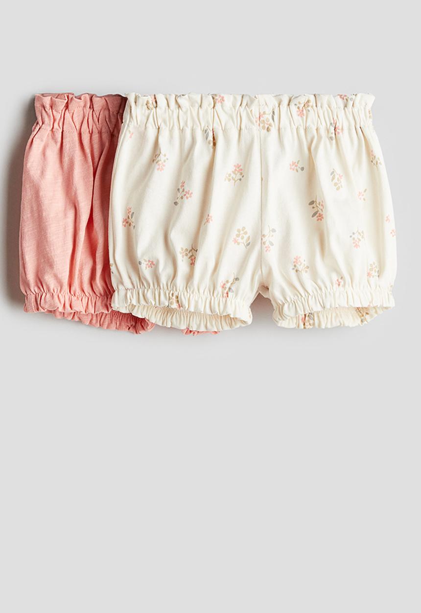 H&M - 2-Pack cotton bloomers - coral & white