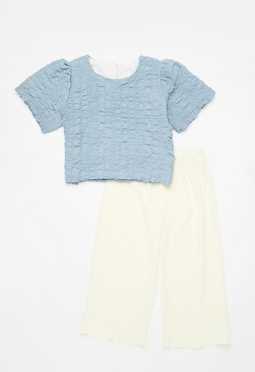 Pop Candy - Top & bottom set - light blue & white