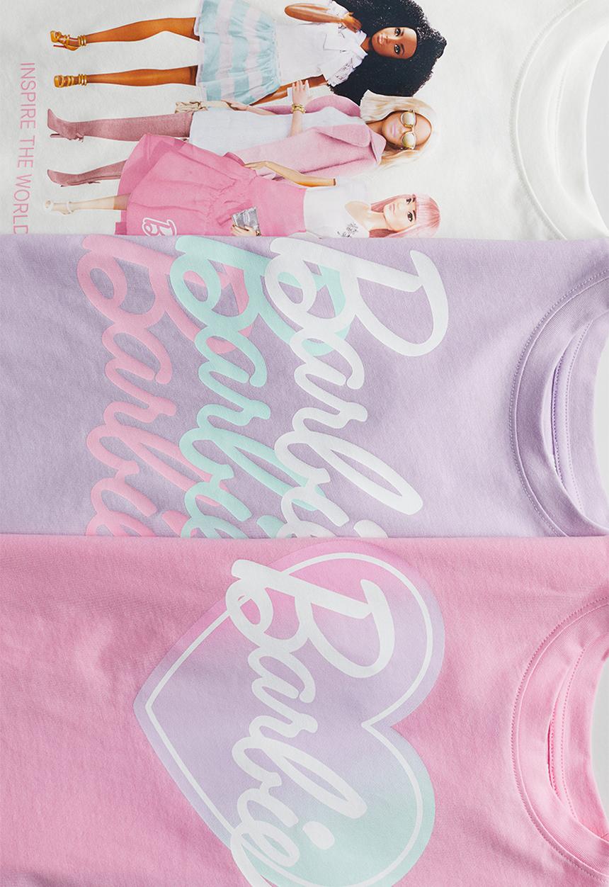 H&M - 3-pack printed jersey tops - light pink/barbie