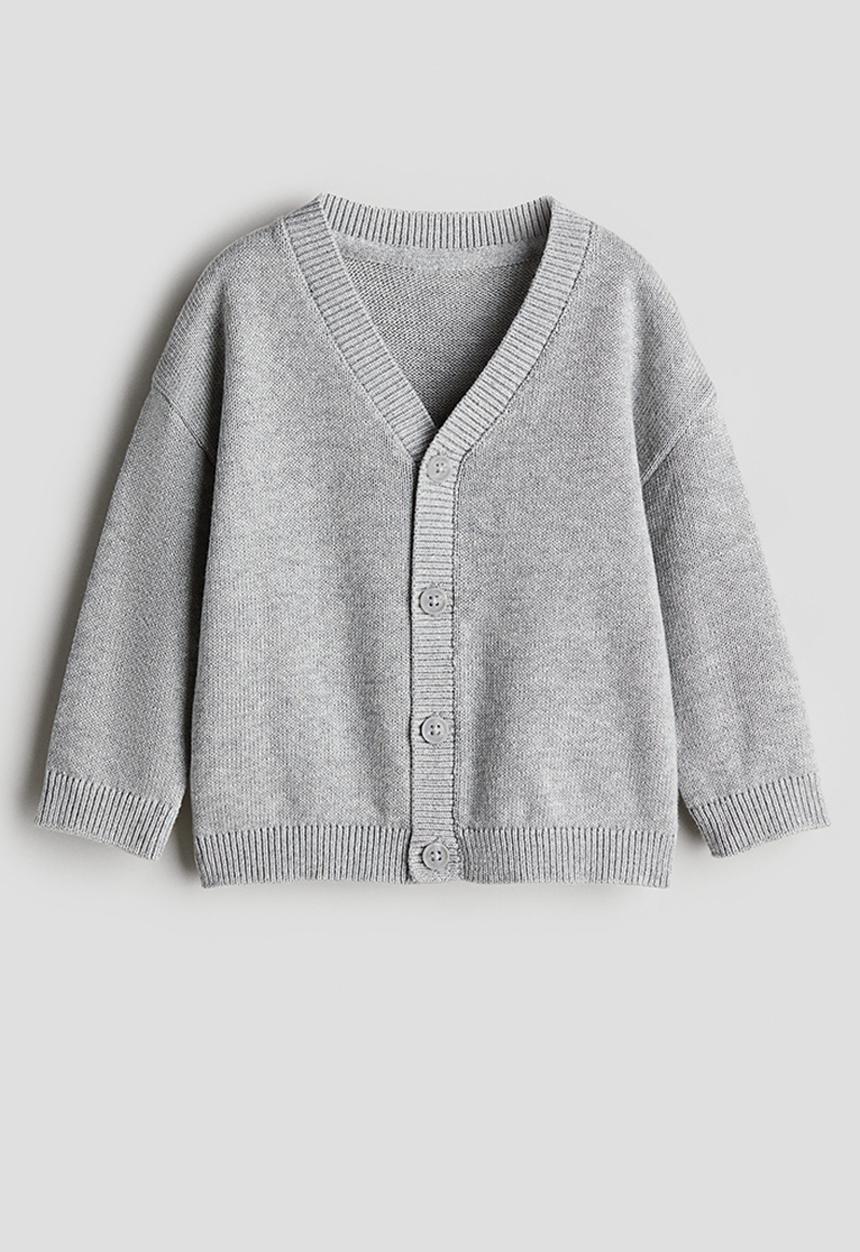 H&M - Waffle-knit cardigan - light grey marl 