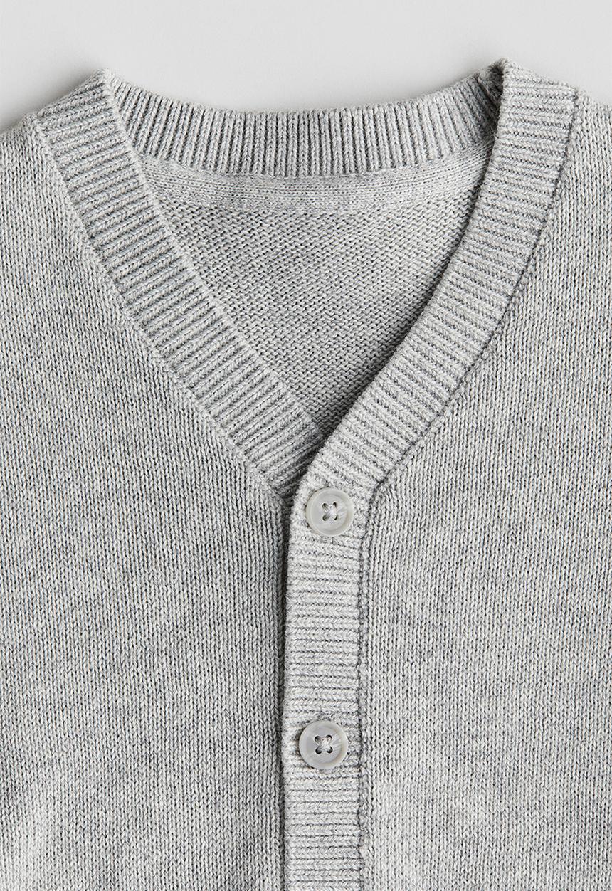 H&M - Waffle-knit cardigan - light grey marl 