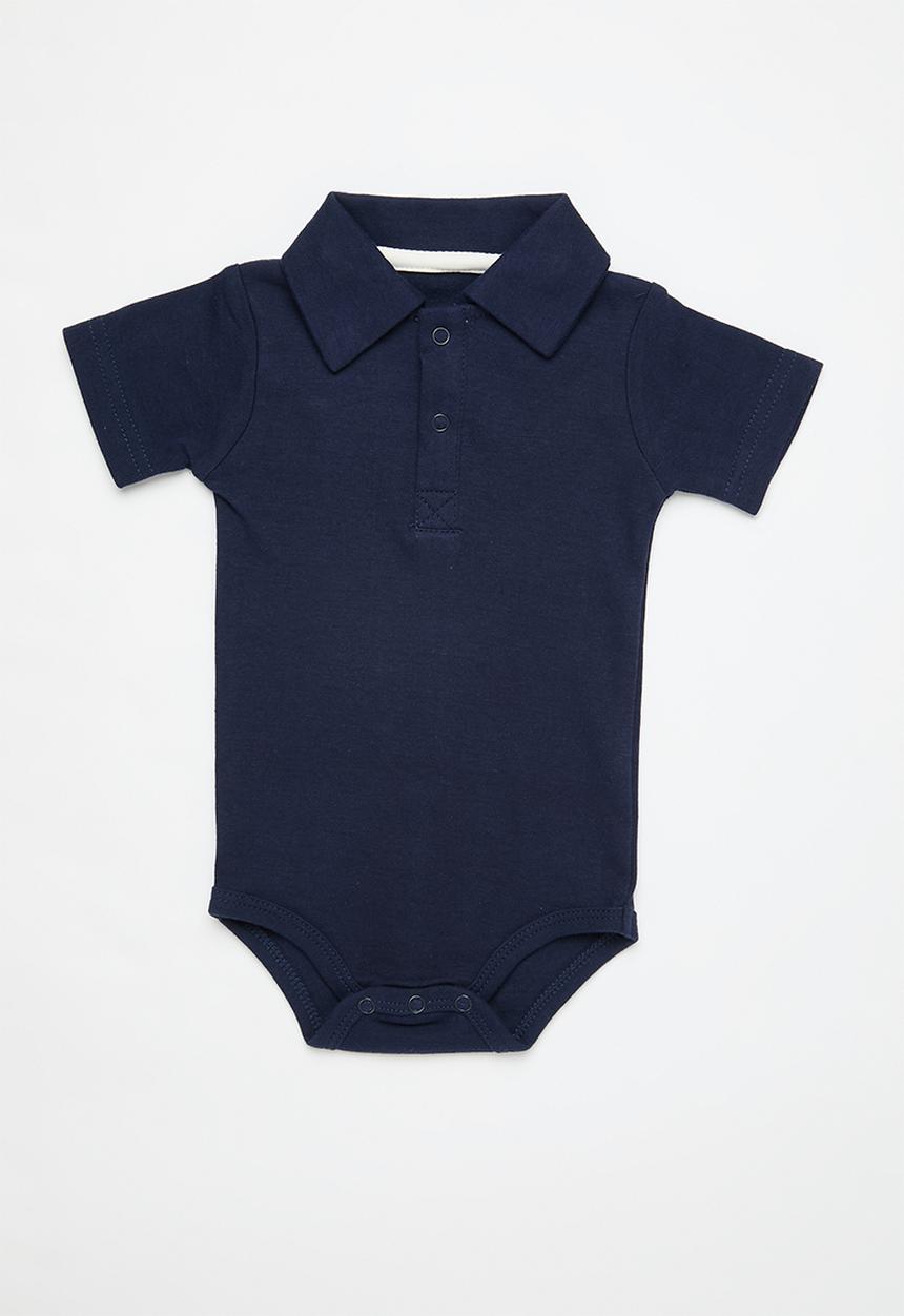 Pop Candy - Collared romper-navy blue