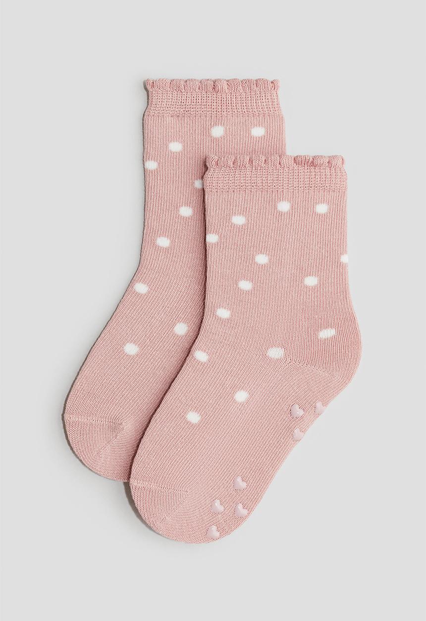 H&M - 3-pack anti-slip socks - dusty pink/spotted