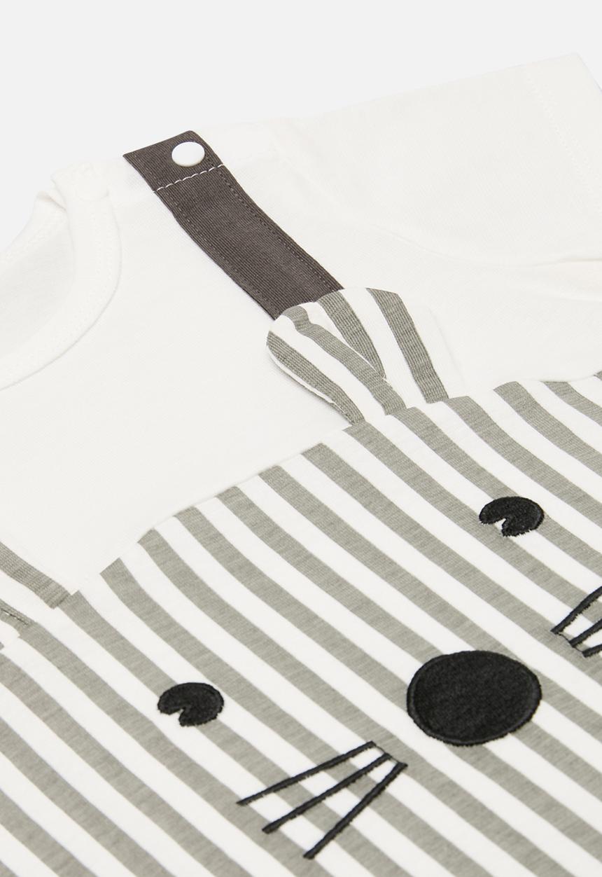 Pop Candy - Striped romper - white & grey