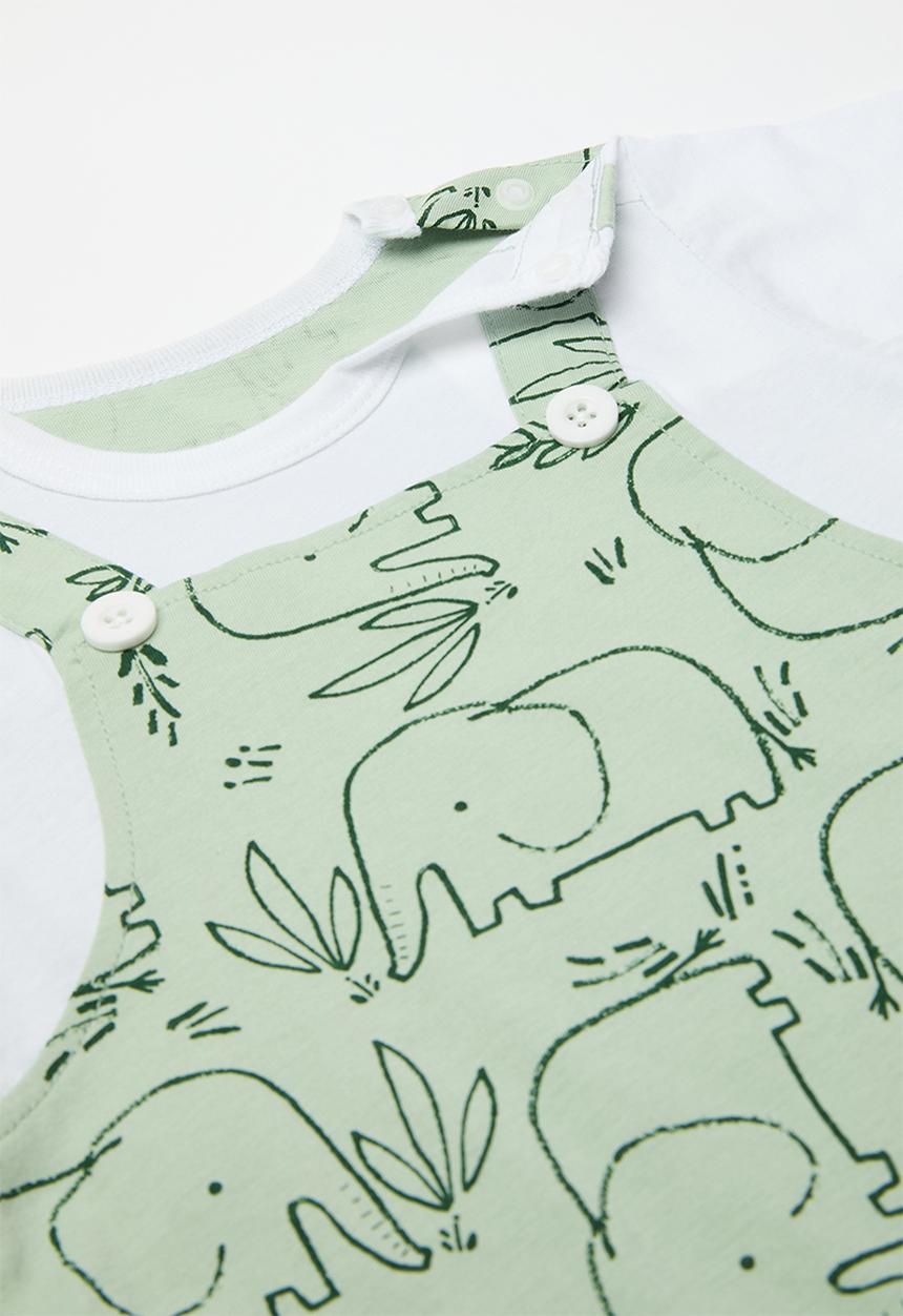 Pop Candy - Printed romper - green & white