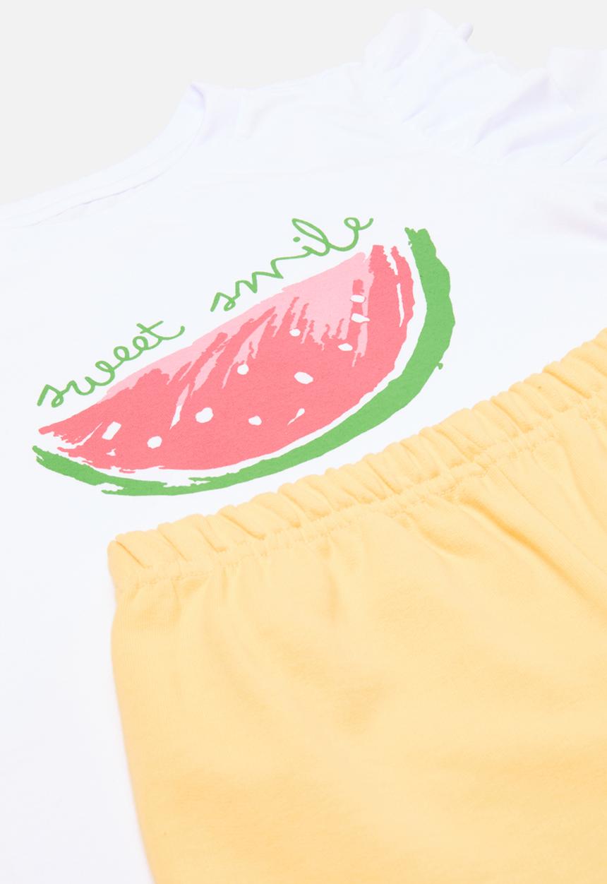 Pop Candy - Tee & short set - white/yellow