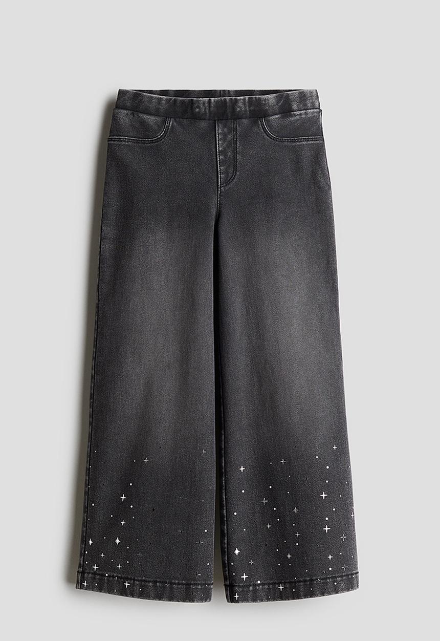 H&M - Wide denim-look trousers - dark grey