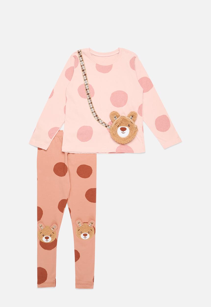 Pop Candy - Polka dot sweat top and legging set - pink