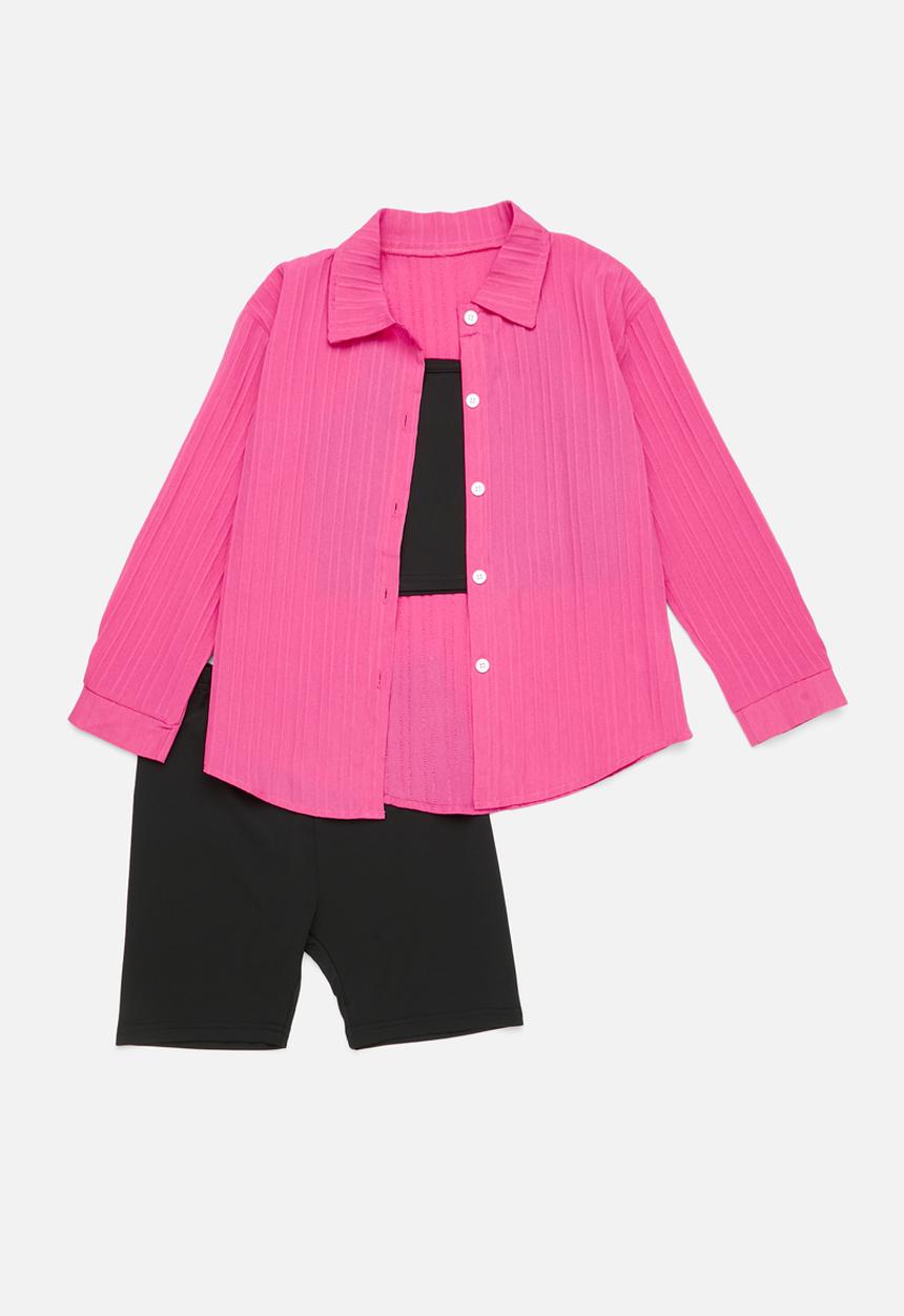 Pop Candy - 3 Piece top & bottom set - pink & black