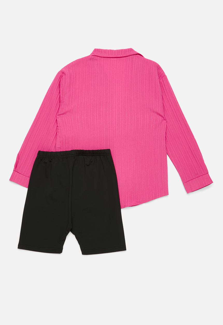 Pop Candy - 3 Piece top & bottom set - pink & black
