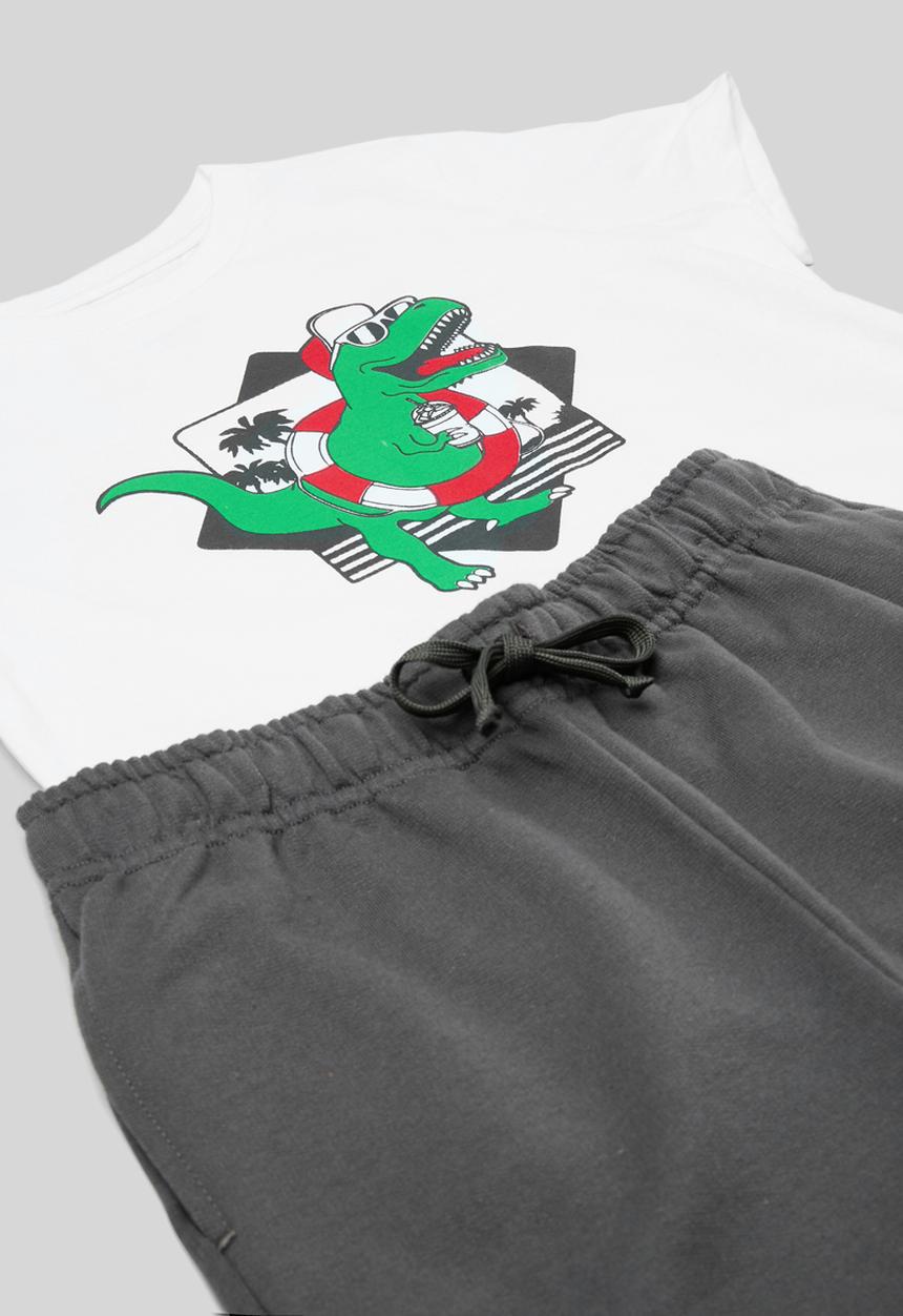 Pop Candy - Tee & short set - white/charcoal