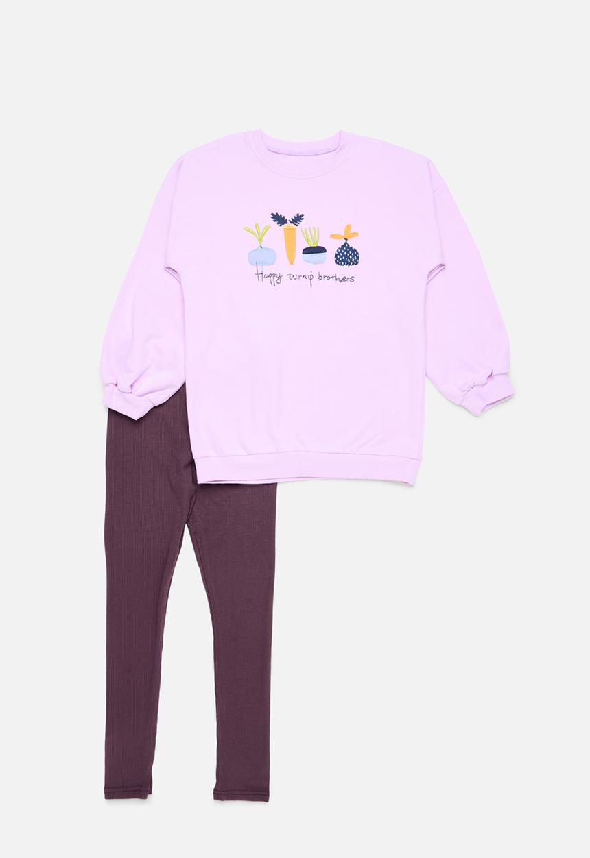 Pop Candy - Printed sweat top & legging set - purple