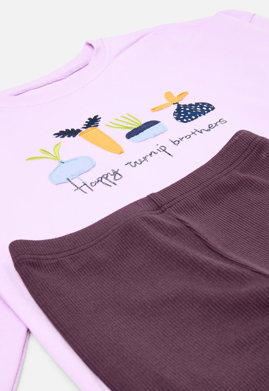 Pop Candy - Printed sweat top & legging set - purple