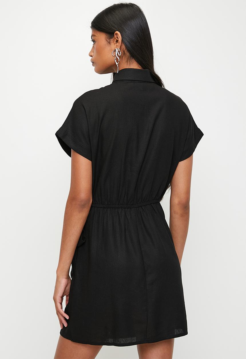 Superbalist - Wrap Mini Shirt Dress - Black