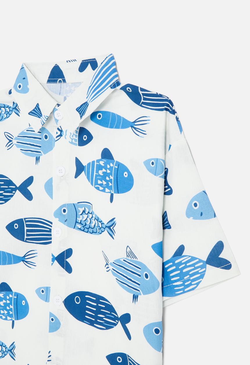 Pop Candy - Printed shirt - blue & white