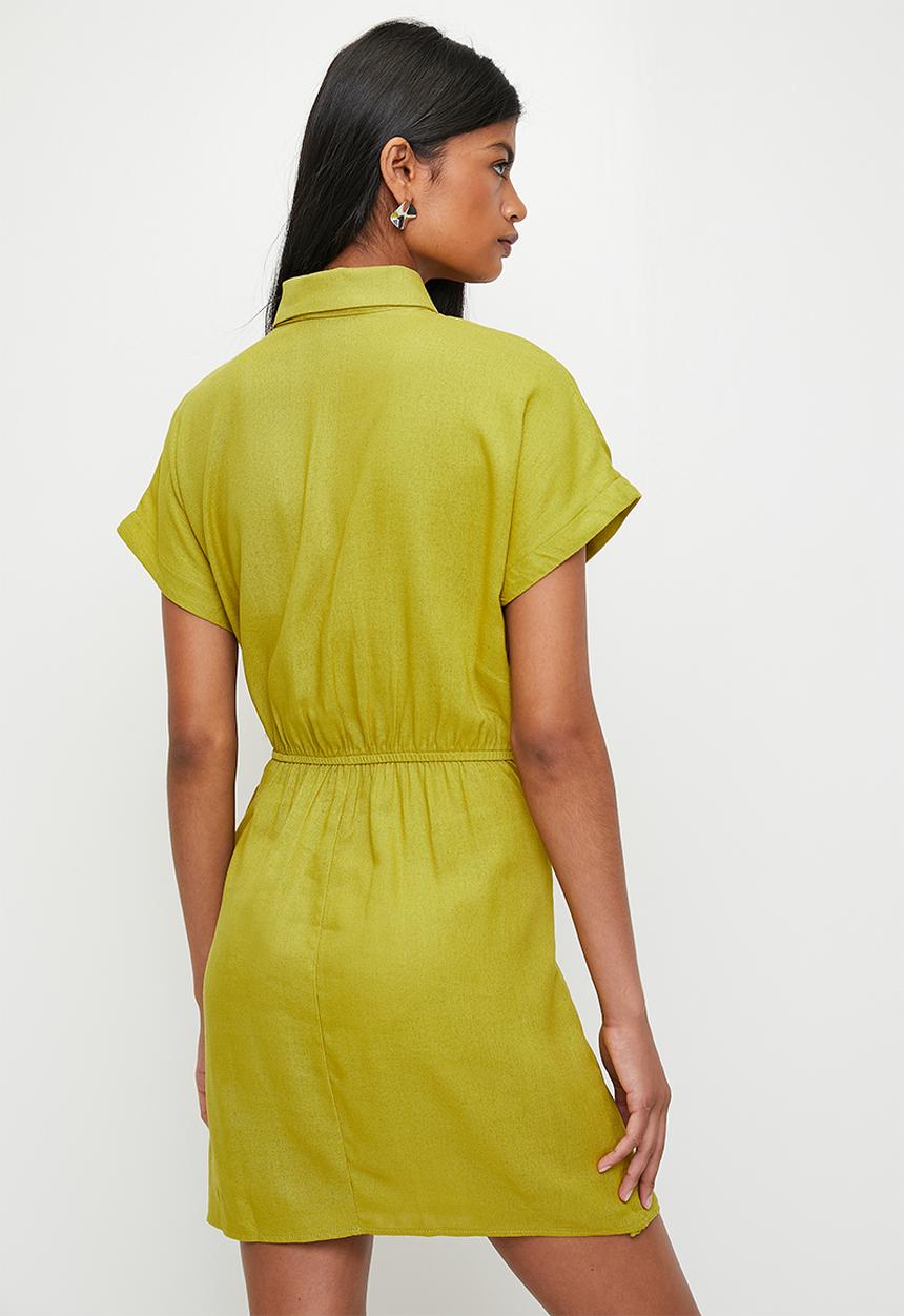 Superbalist - Wrap Mini Shirt Dress - Citronella