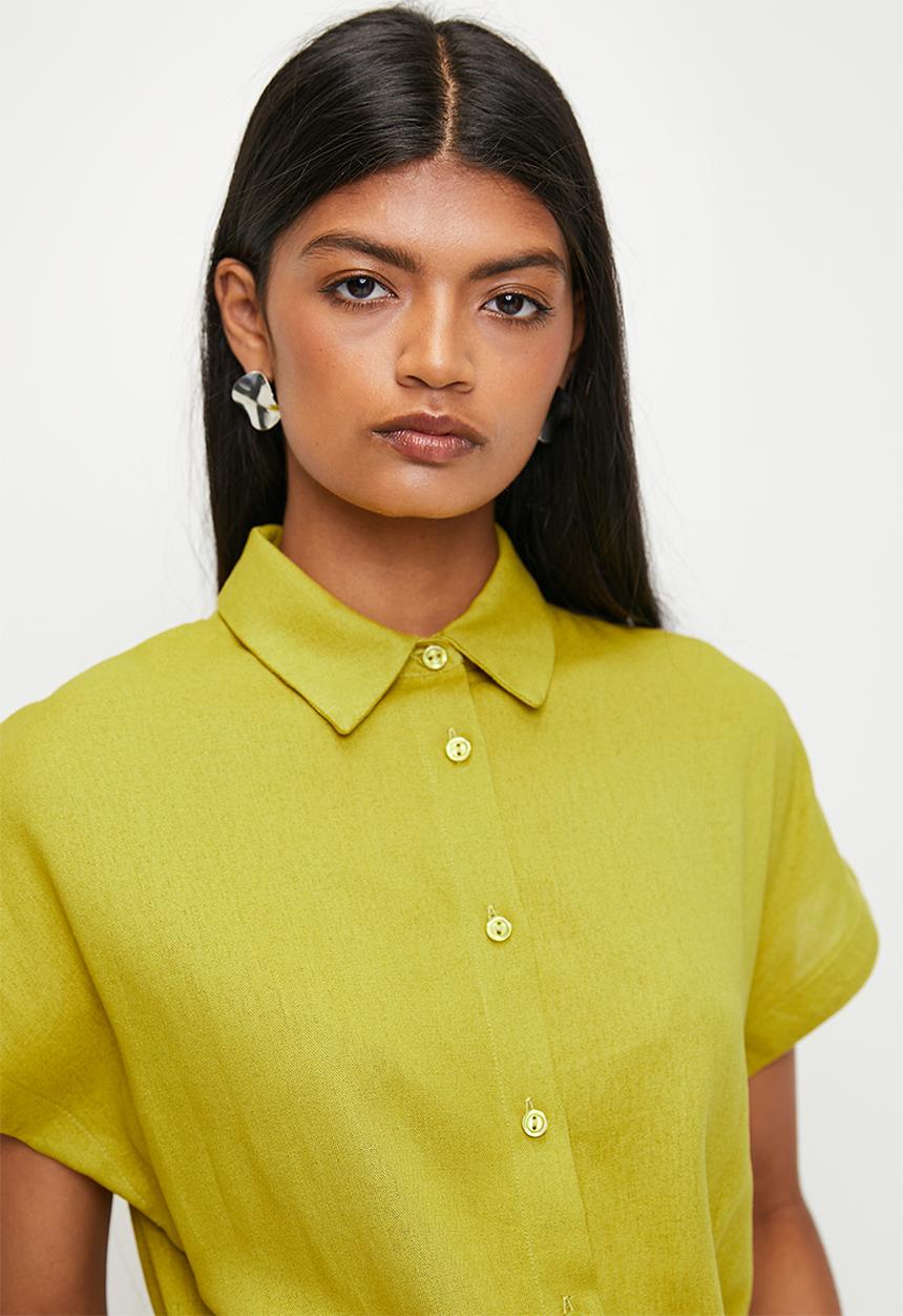 Superbalist - Wrap Mini Shirt Dress - Citronella