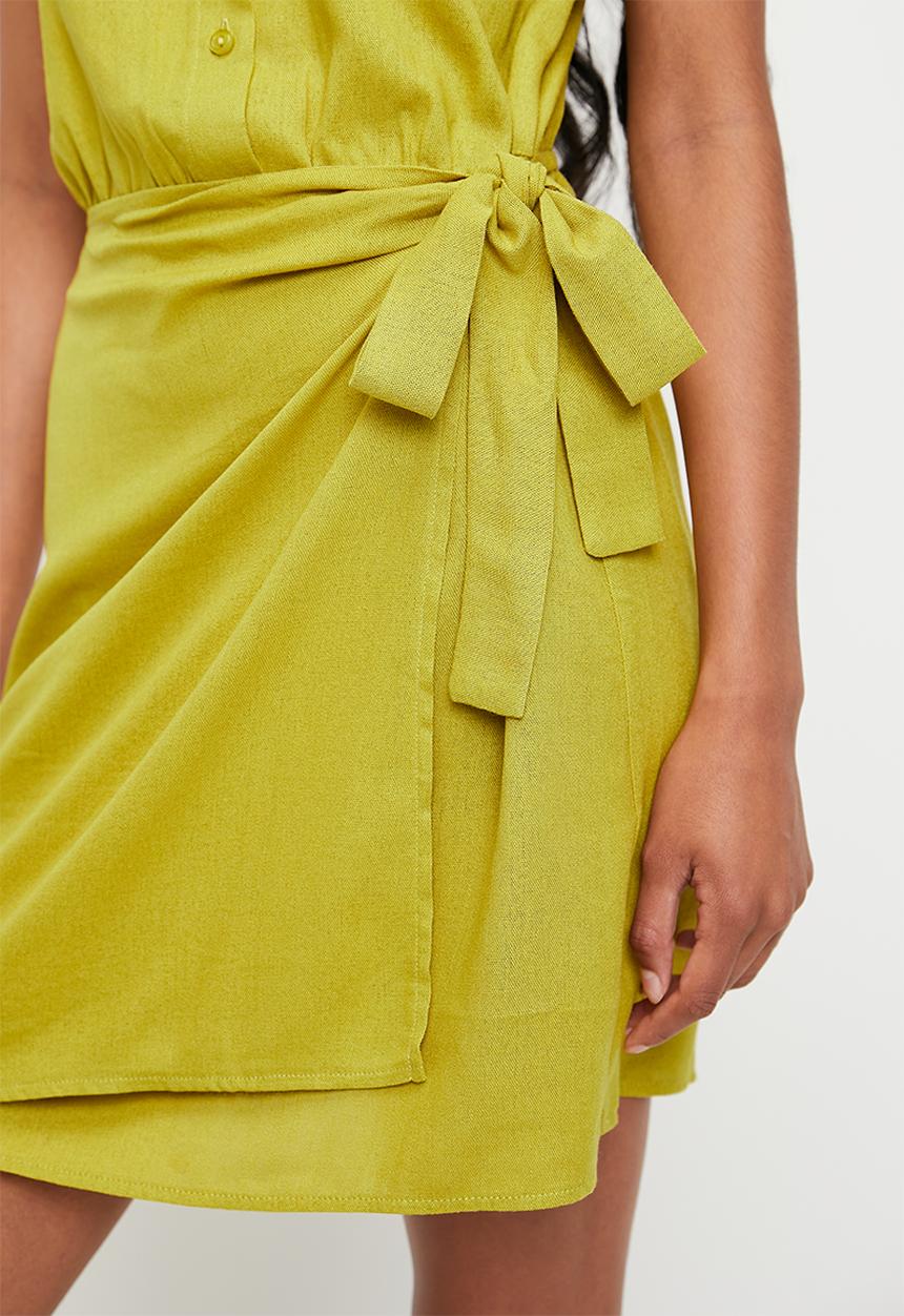 Superbalist - Wrap Mini Shirt Dress - Citronella