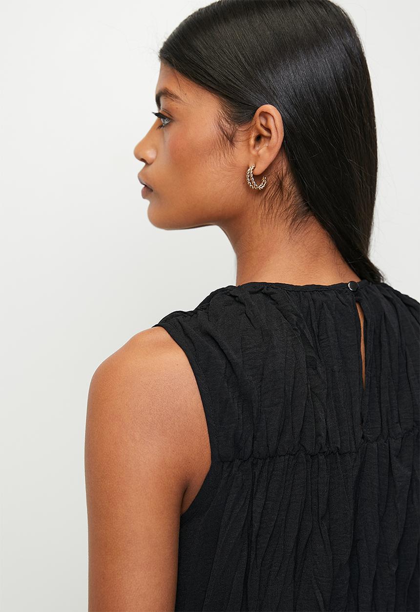 Superbalist - Crinkle Midi Drop Waist Dress - Black