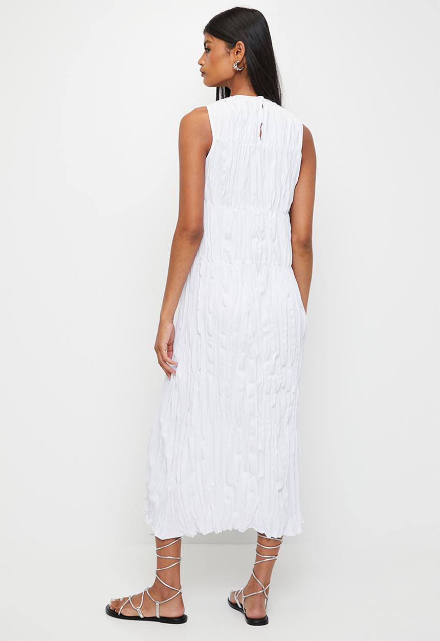 Superbalist - Crinkle Midi Drop Waist Dress - White