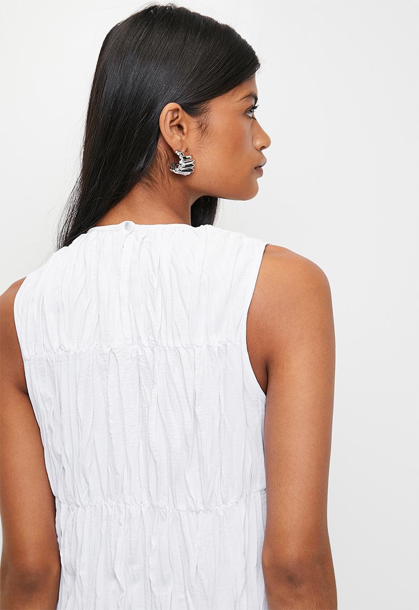 Superbalist - Crinkle Midi Drop Waist Dress - White