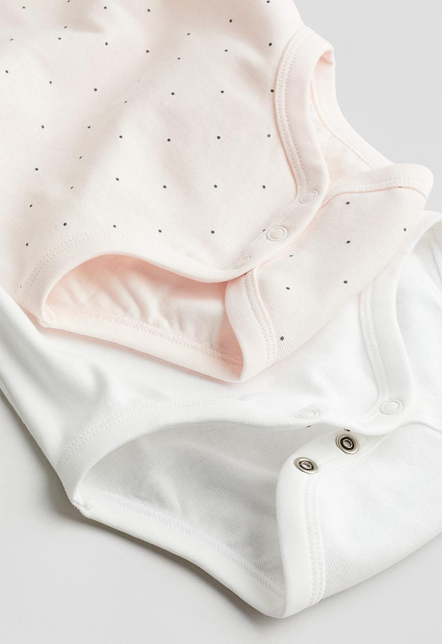 H&M - 2 pack short-sleeved bodysuits - powder pink spotted