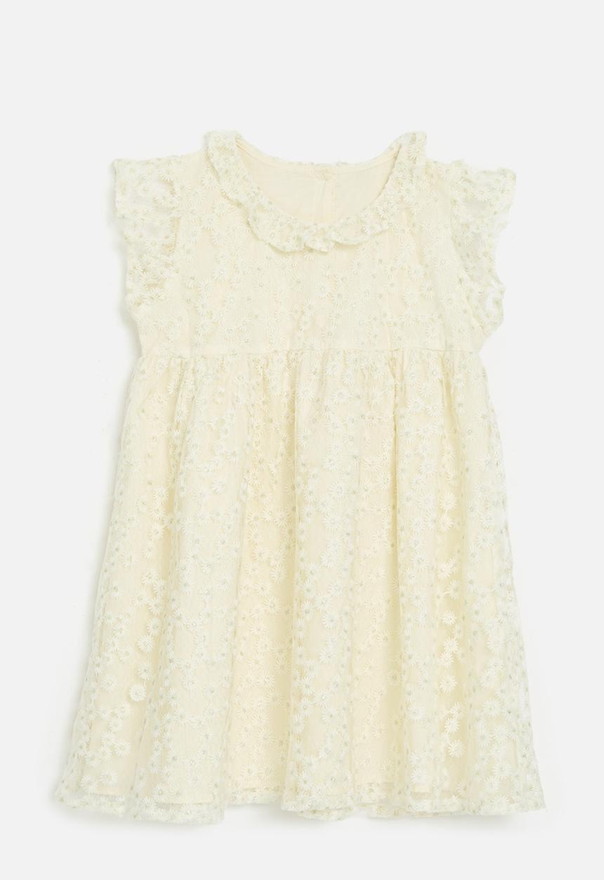 Pop Candy - Floral applique dress - ecru