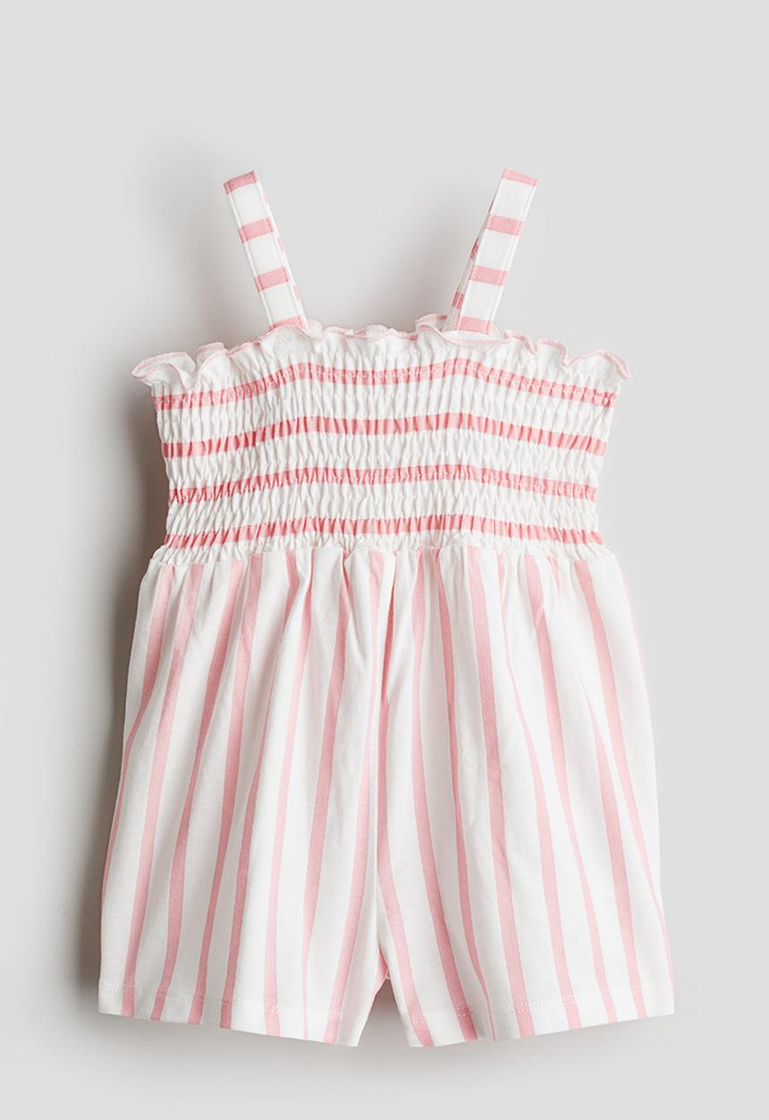 H&M - Cotton jersey romper suit - light pink striped