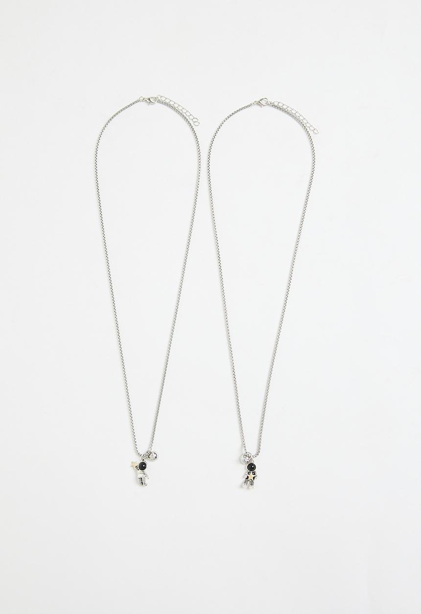 Pop Candy - Moon man bff necklace - silver