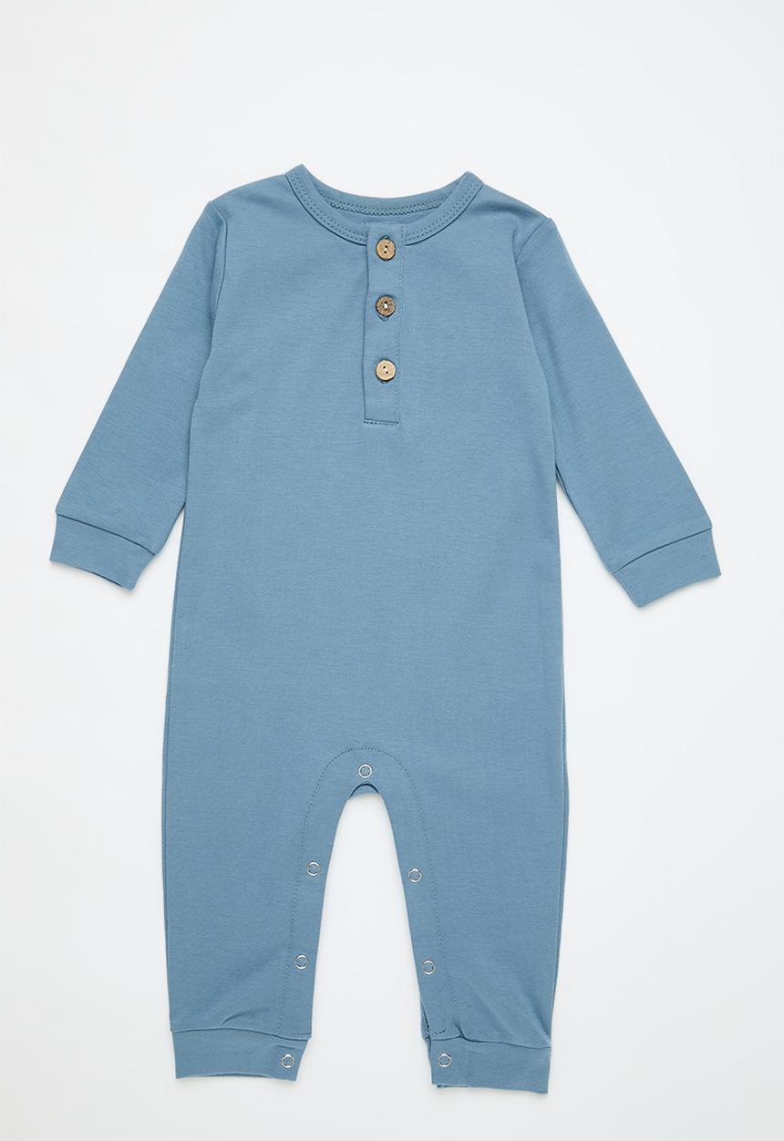 Pop Candy - Half button romper - light blue