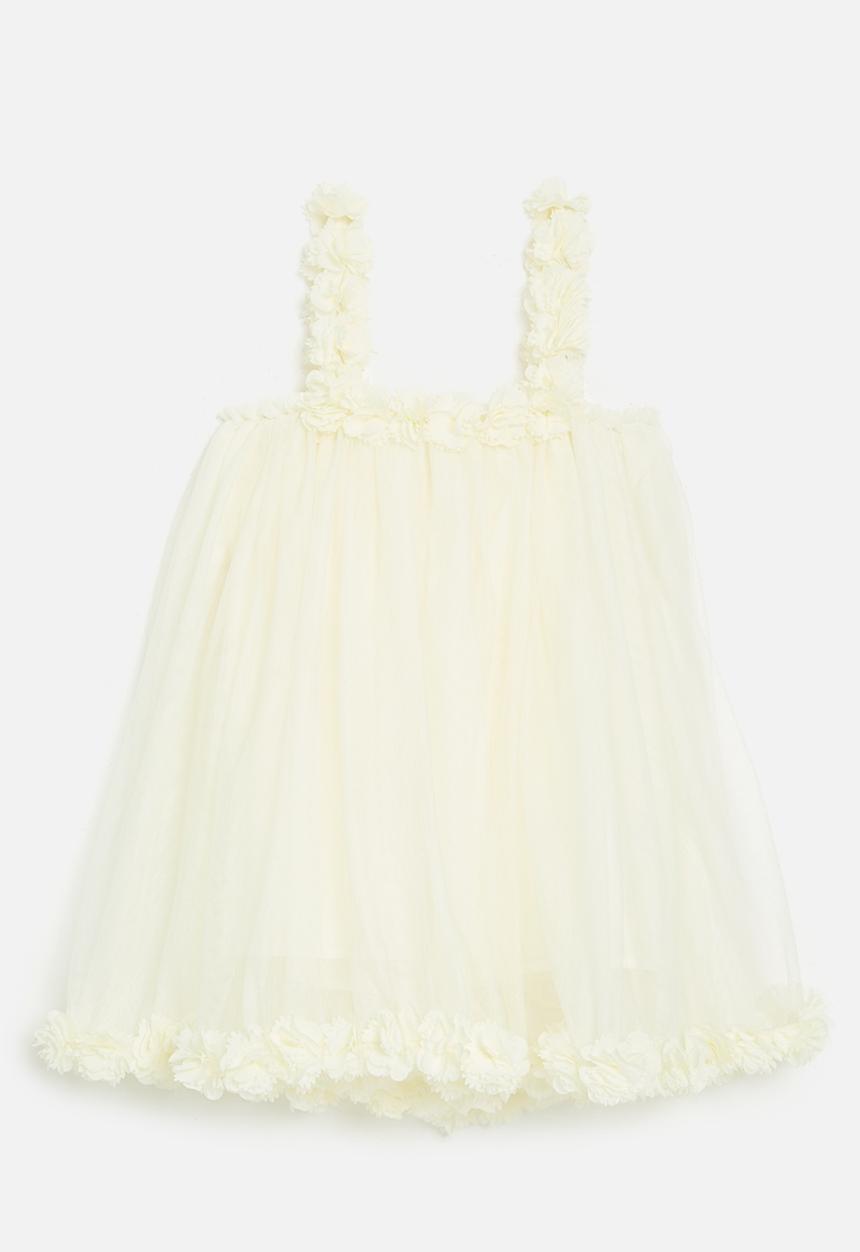 Pop Candy - Floral décor mesh dress - ecru