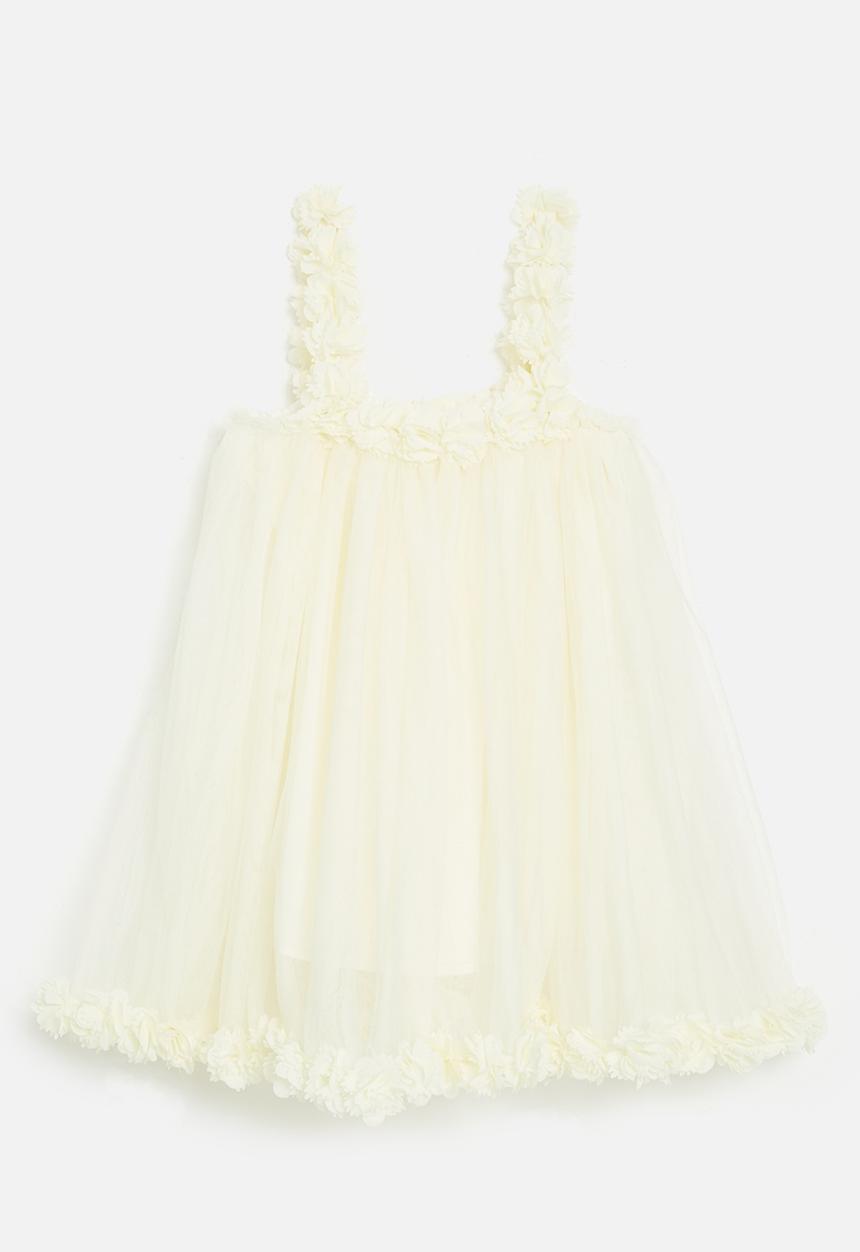 Pop Candy - Floral décor mesh dress - ecru