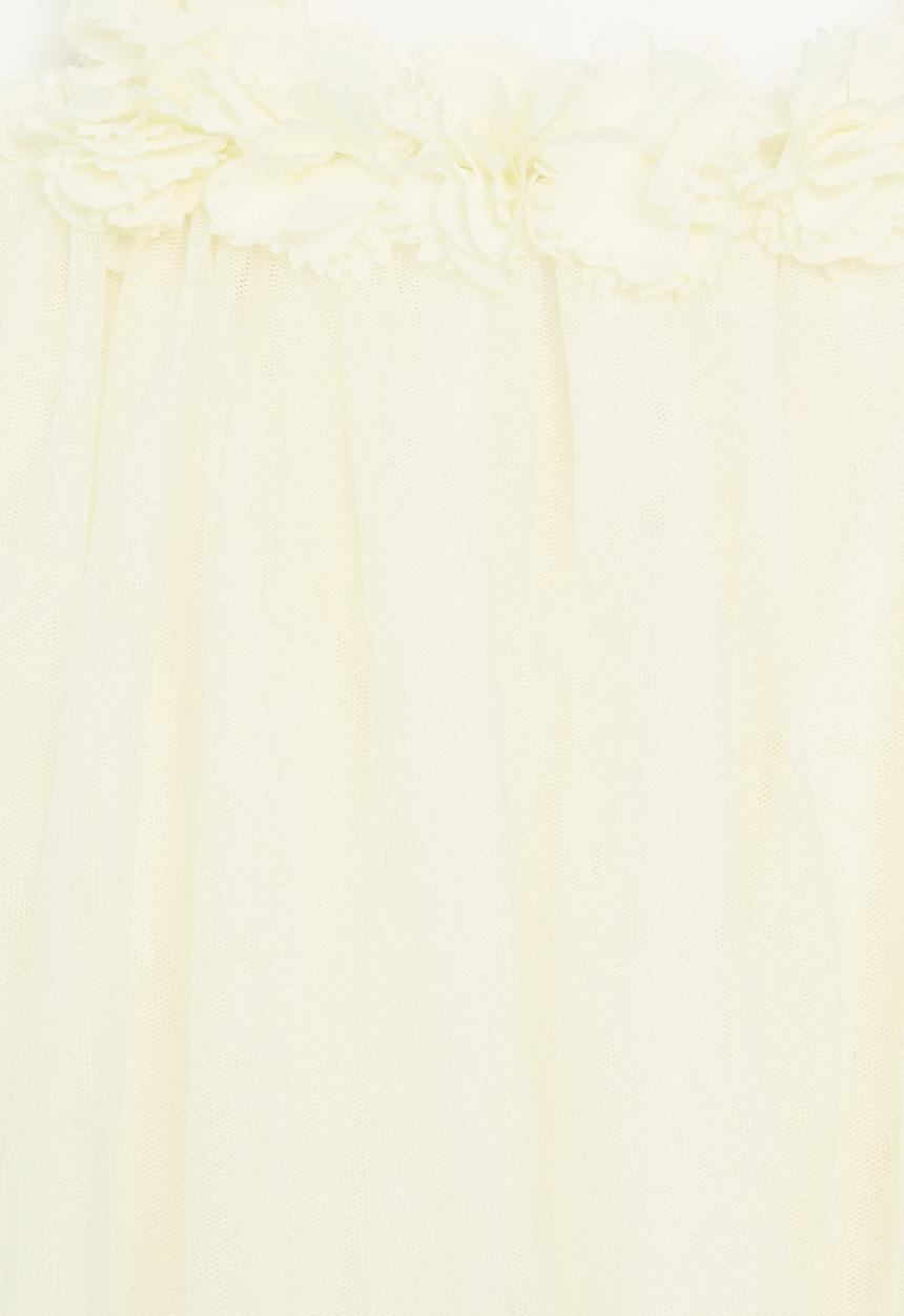 Pop Candy - Floral décor mesh dress - ecru
